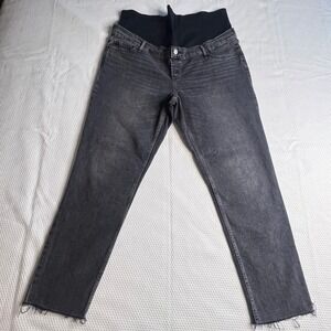 GAP Straight Leg Maternity Jeans with Black Waist Panel - Washed Gray